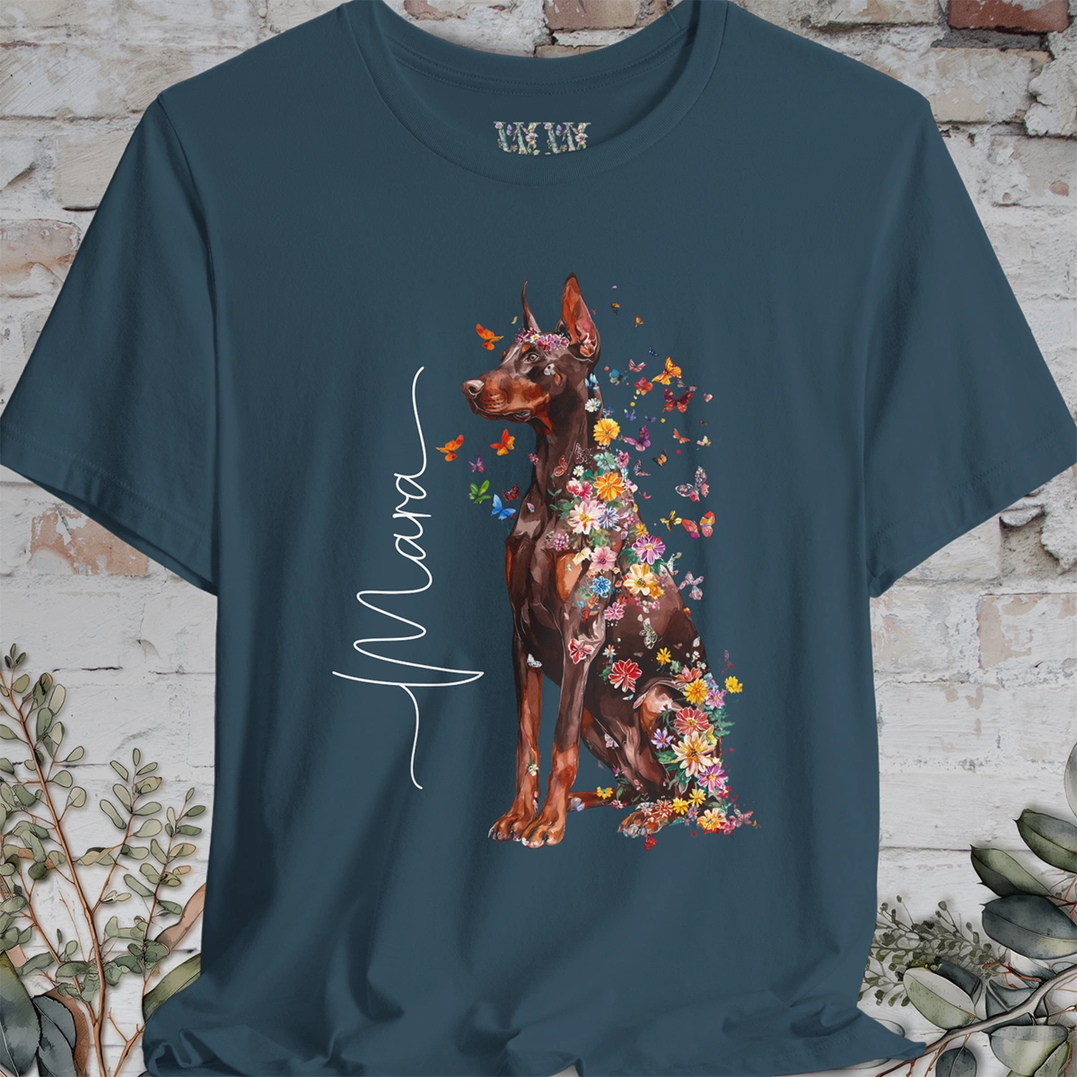 Doberman Pinscher #3 Floral Personalized T shirt