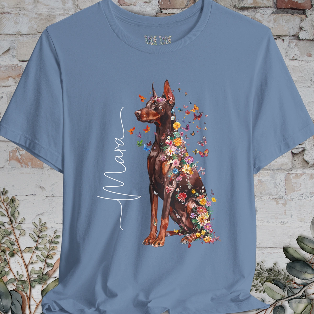 Doberman Pinscher #3 Floral Personalized T shirt
