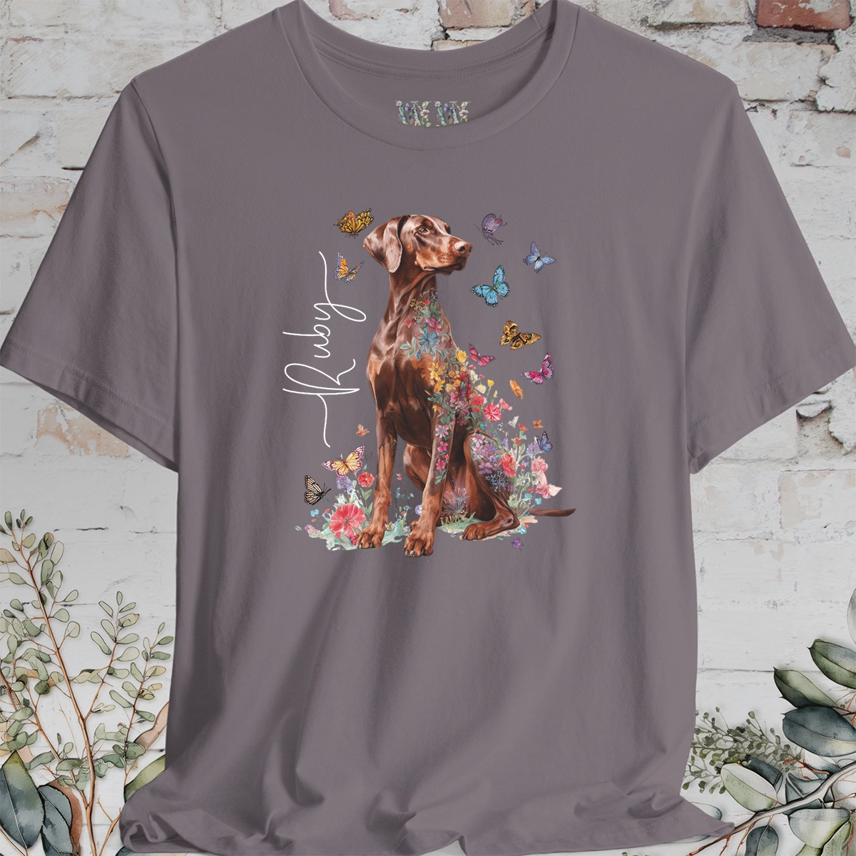 Doberman Pinscher #5 Floral Personalized T shirt
