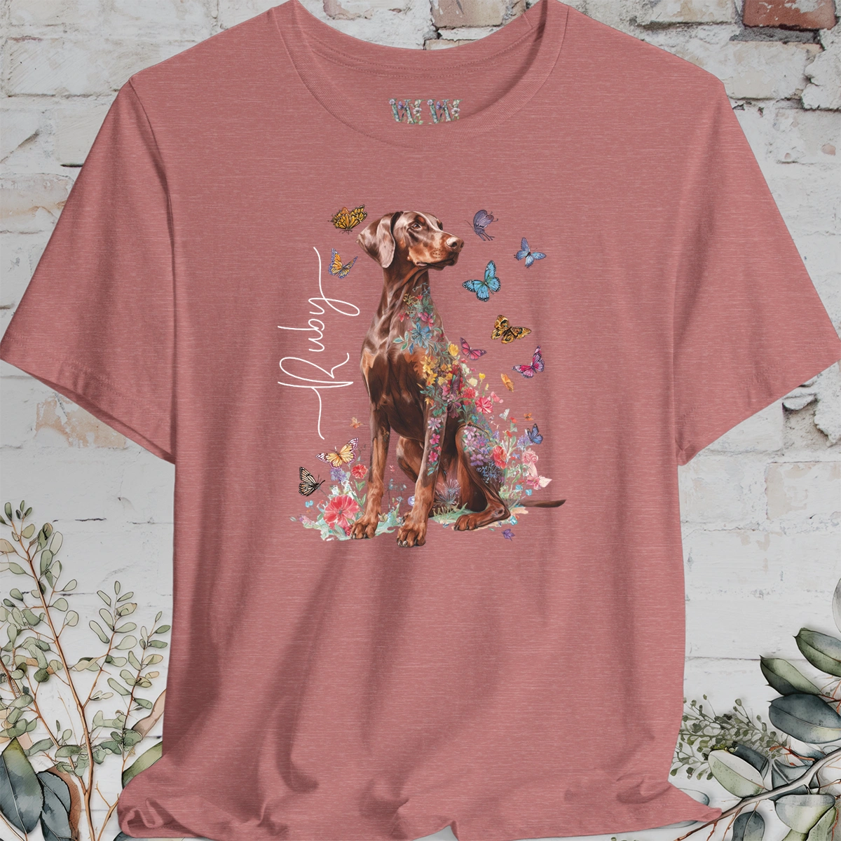 Doberman Pinscher #5 Floral Personalized T shirt