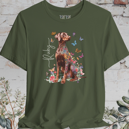 Doberman Pinscher #5 Floral Personalized T shirt