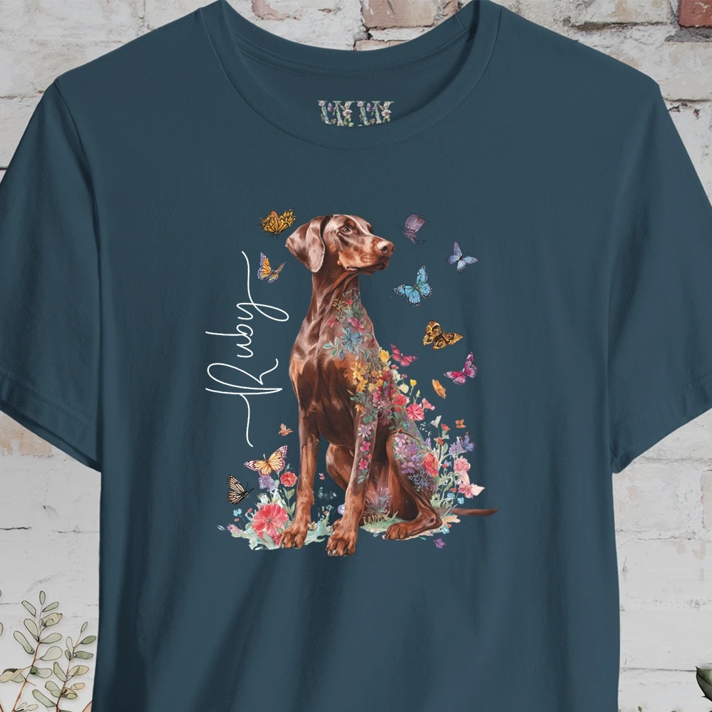 Doberman Pinscher #5 Floral Personalized T shirt