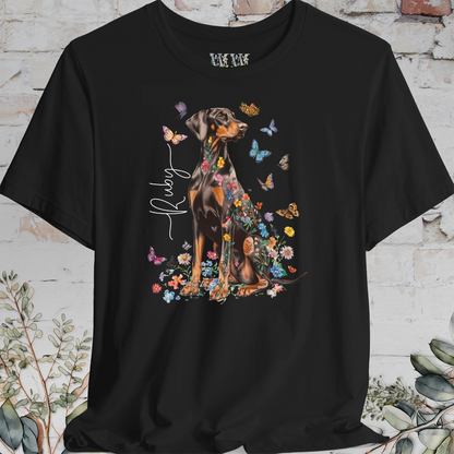 Doberman Pinscher #6 Floral Personalized T shirt