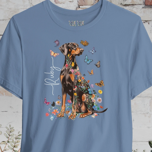 Doberman Pinscher #6 Floral Personalized T shirt