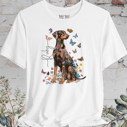Doberman Pinscher #6 Floral Personalized T shirt