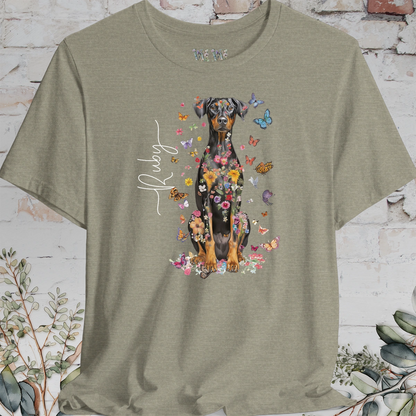 Doberman Pinscher #7 Floral Personalized T shirt