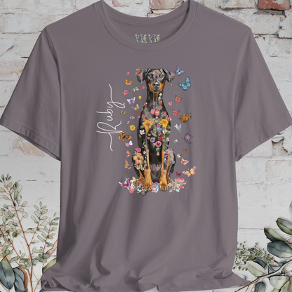 Doberman Pinscher #7 Floral Personalized T shirt
