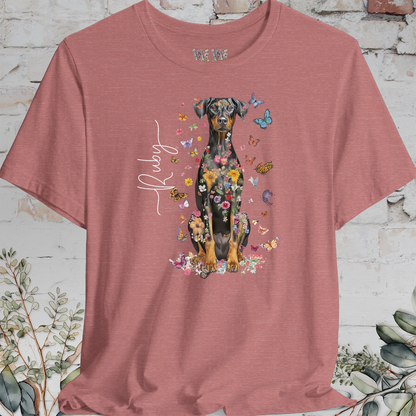 Doberman Pinscher #7 Floral Personalized T shirt