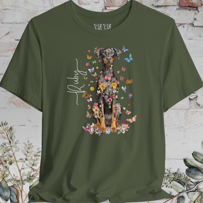 Doberman Pinscher #7 Floral Personalized T shirt