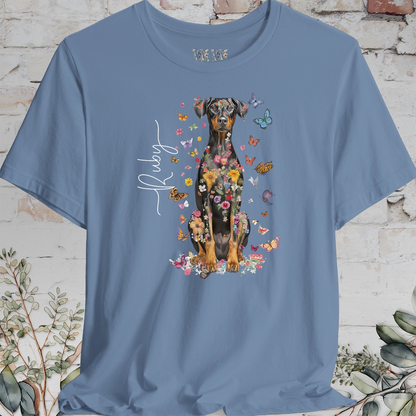 Doberman Pinscher #7 Floral Personalized T shirt