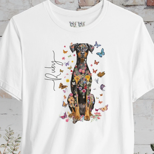 Doberman Pinscher #7 Floral Personalized T shirt