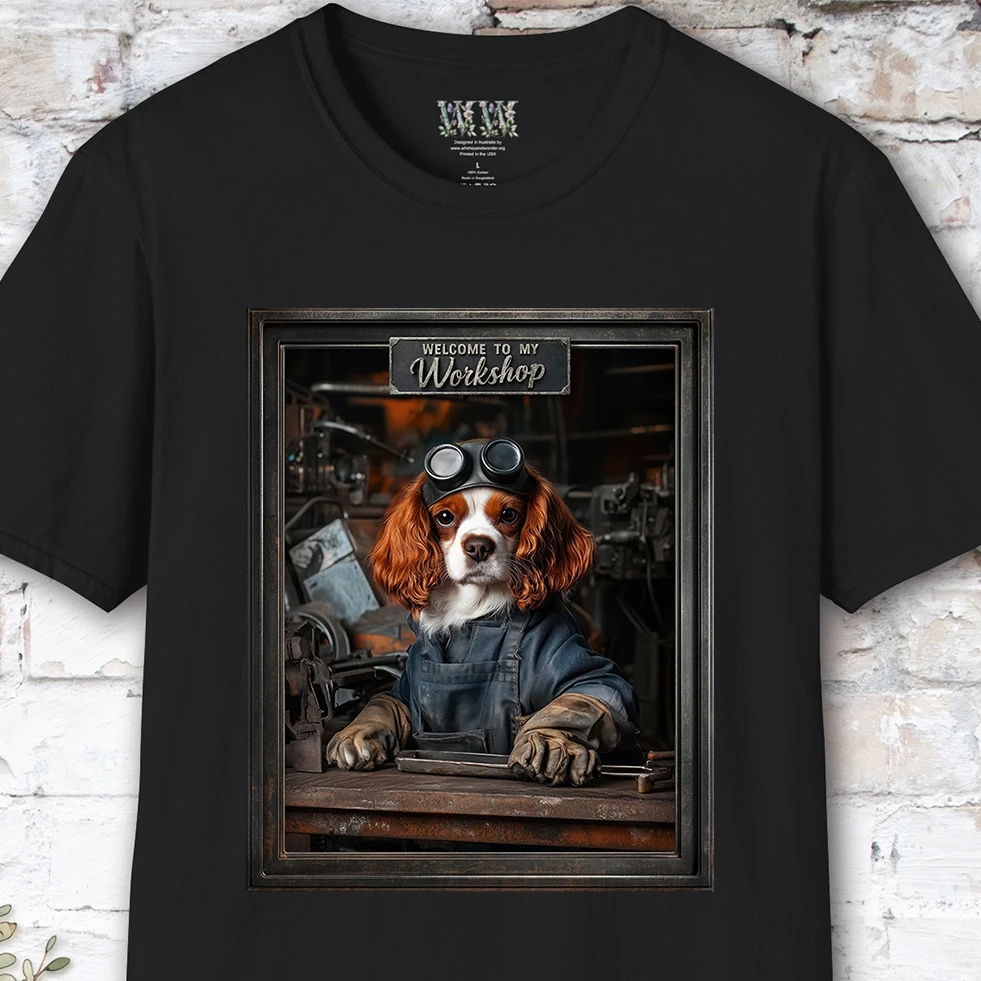 Cavalier King Charles Spaniel Workshop Unisex T shirt