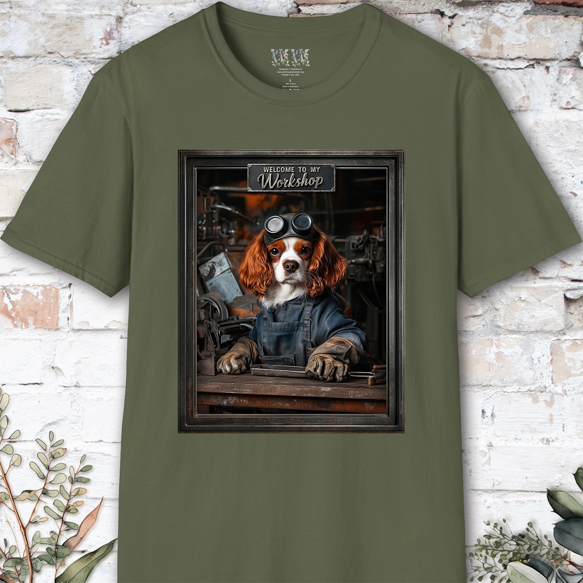 Cavalier King Charles Spaniel Workshop Unisex T shirt
