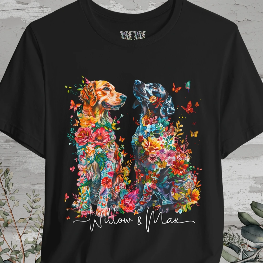 DUO floral personalized T-shirt. Choose 2 breeds