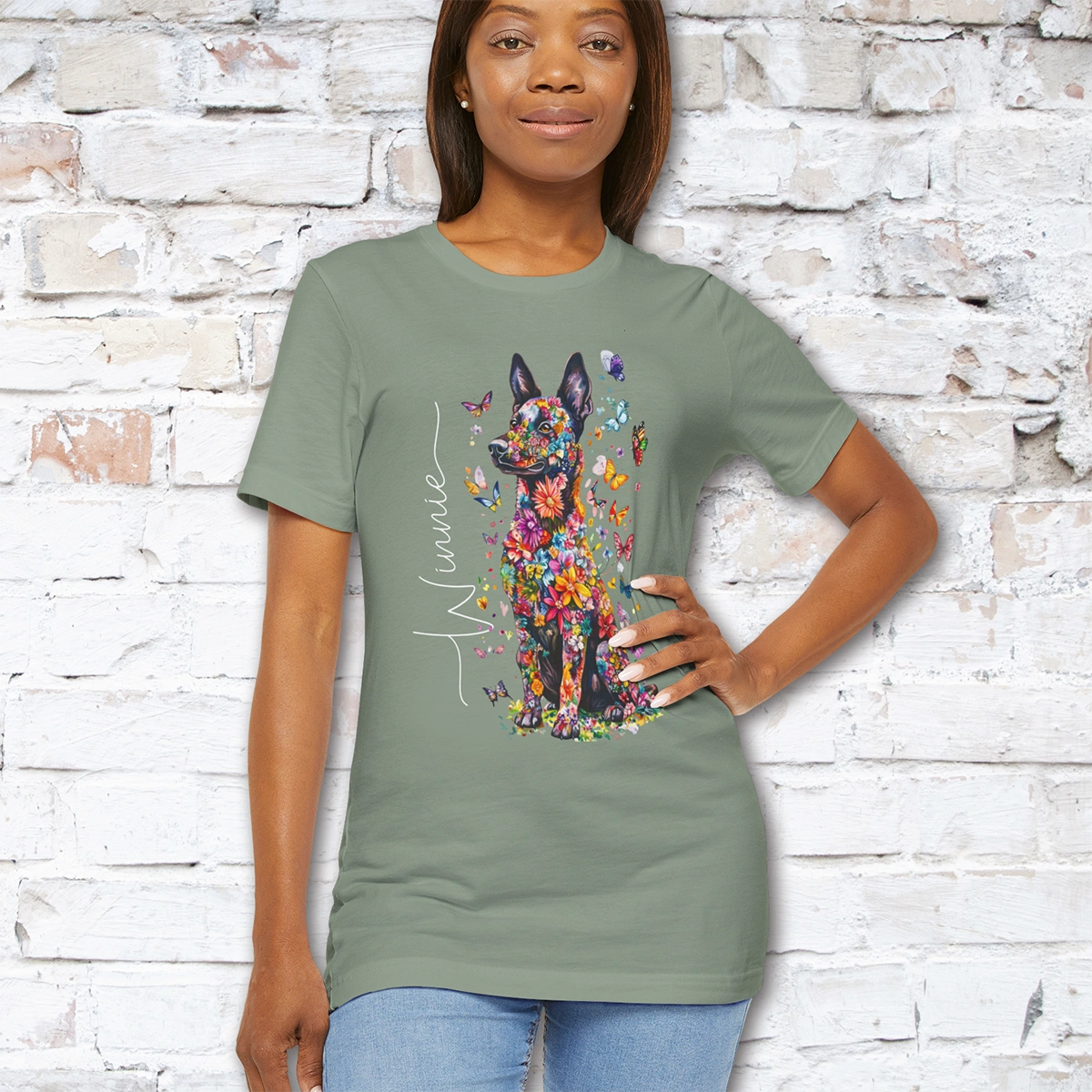 Dutch Shepherd #2 Floral Personalized T shirt