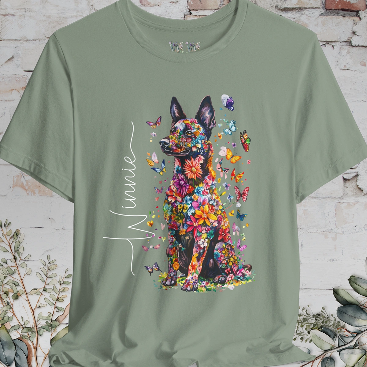 Dutch Shepherd #2 Floral Personalized T shirt