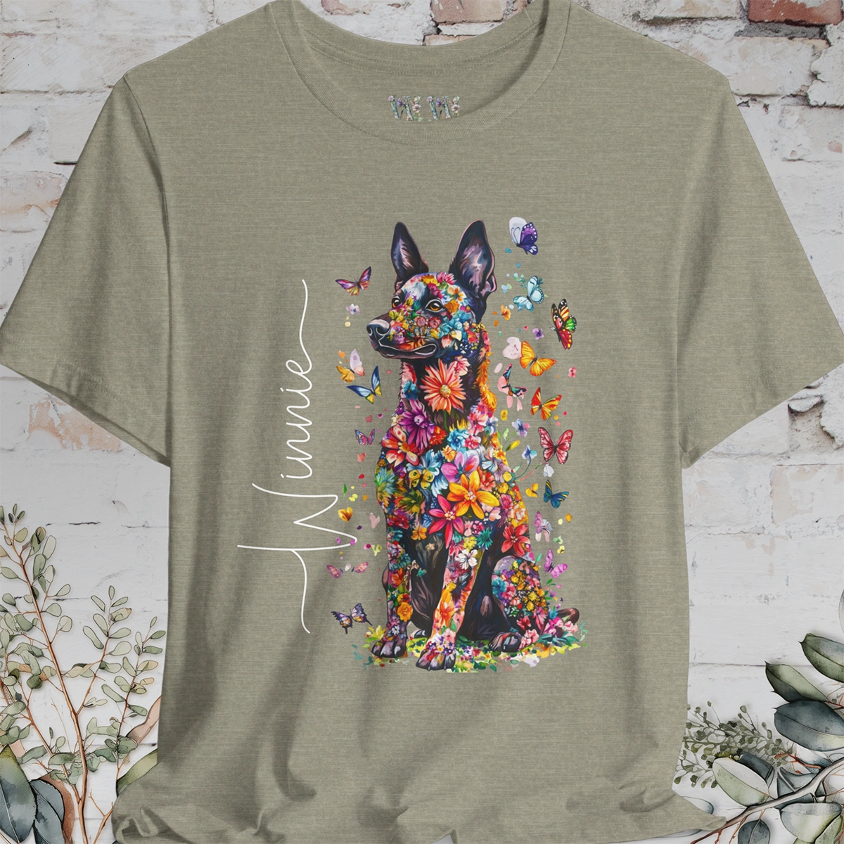 Dutch Shepherd #2 Floral Personalized T shirt