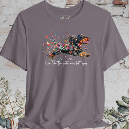 English Cocker Spaniel #3 "Live like the gate was left open" Unisex T shirt