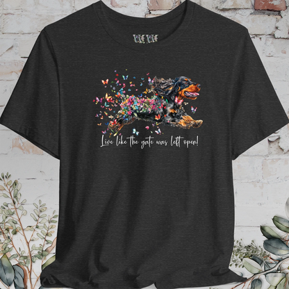 English Cocker Spaniel #3 "Live like the gate was left open" Unisex T shirt