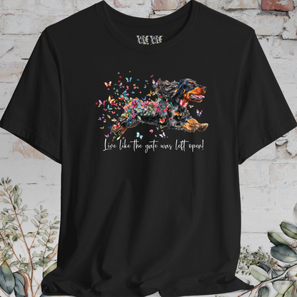 English Cocker Spaniel #3 "Live like the gate was left open" Unisex T shirt