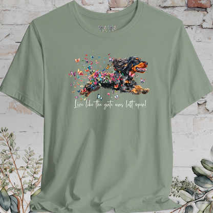 English Cocker Spaniel #3 "Live like the gate was left open" Unisex T shirt
