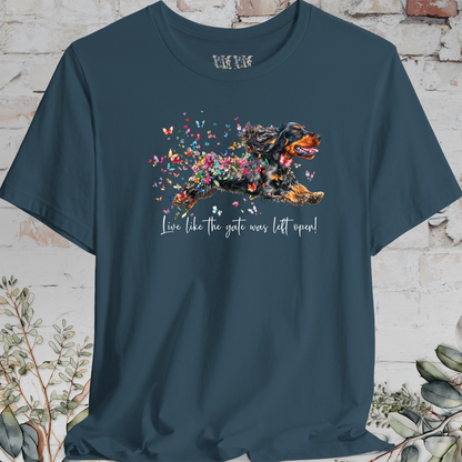 English Cocker Spaniel #3 "Live like the gate was left open" Unisex T shirt