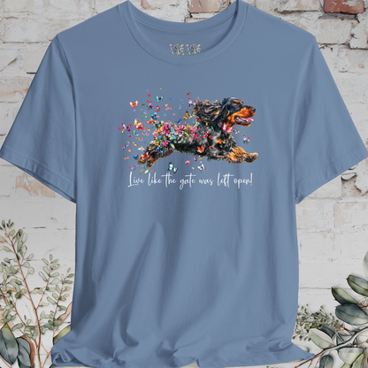 English Cocker Spaniel #3 "Live like the gate was left open" Unisex T shirt