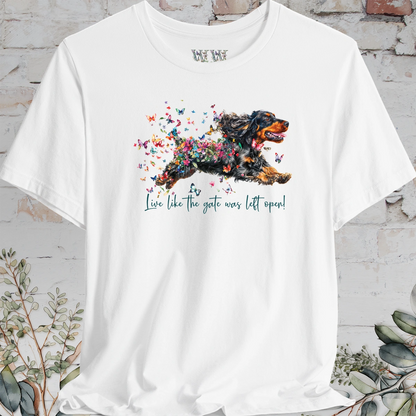 English Cocker Spaniel #3 "Live like the gate was left open" Unisex T shirt