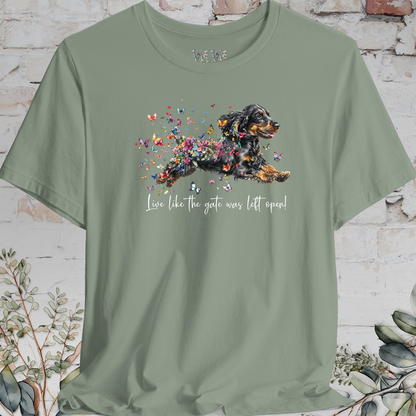 English Cocker Spaniel #4 "Live like the gate was left open" Unisex T shirt