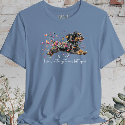 English Cocker Spaniel #4 "Live like the gate was left open" Unisex T shirt
