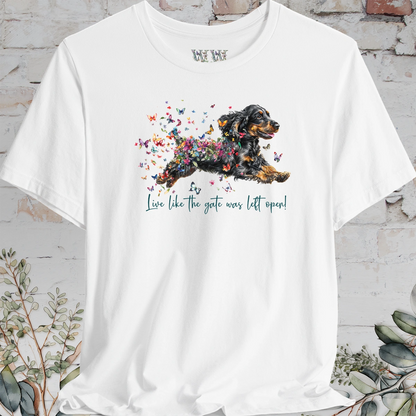 English Cocker Spaniel #4 "Live like the gate was left open" Unisex T shirt