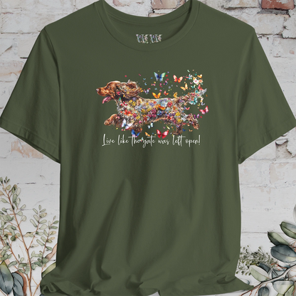 English Cocker Spaniel #2 "Live like the gate was left open" T shirt