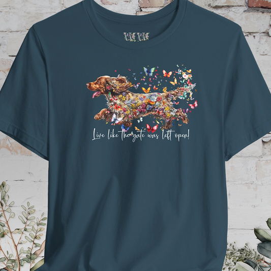 English Cocker Spaniel #2 "Live like the gate was left open" T shirt