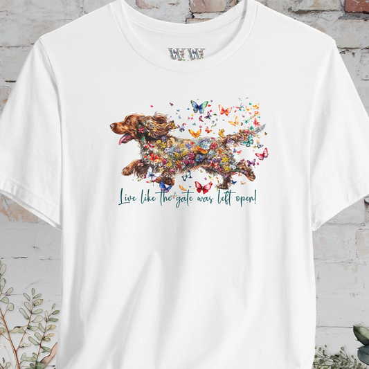 English Cocker Spaniel #2 "Live like the gate was left open" T shirt
