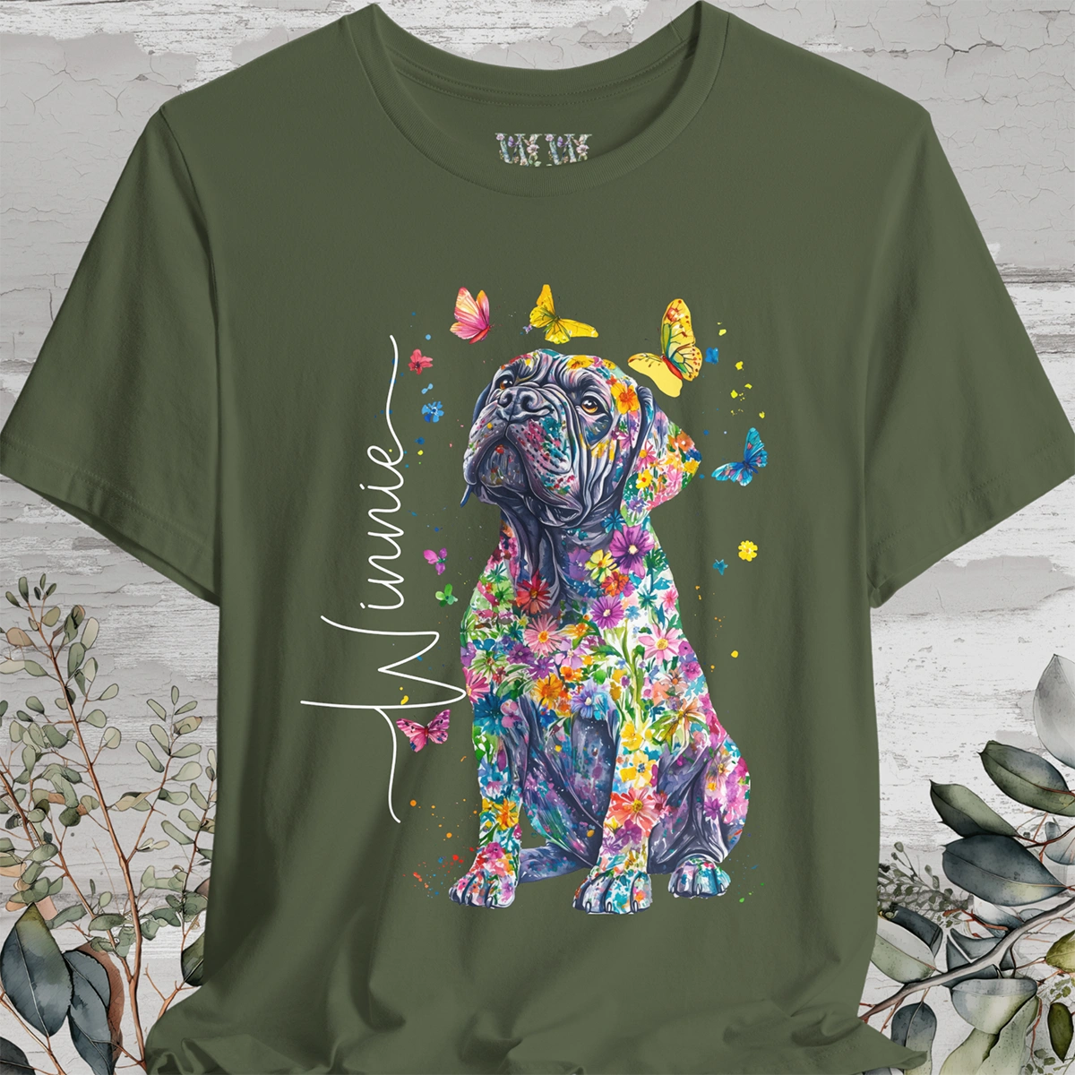 English Mastiff #1 Floral Personalized T shirt