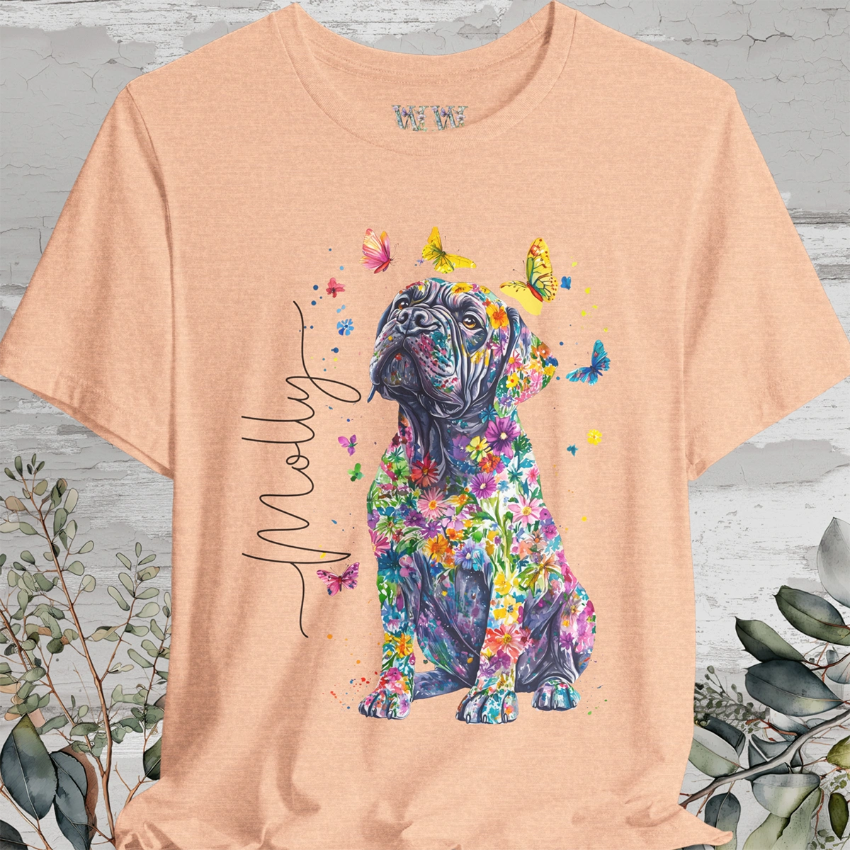 English Mastiff #1 Floral Personalized T shirt