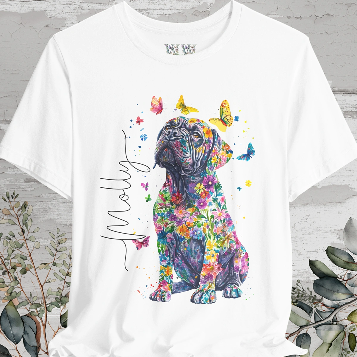 English Mastiff #1 Floral Personalized T shirt