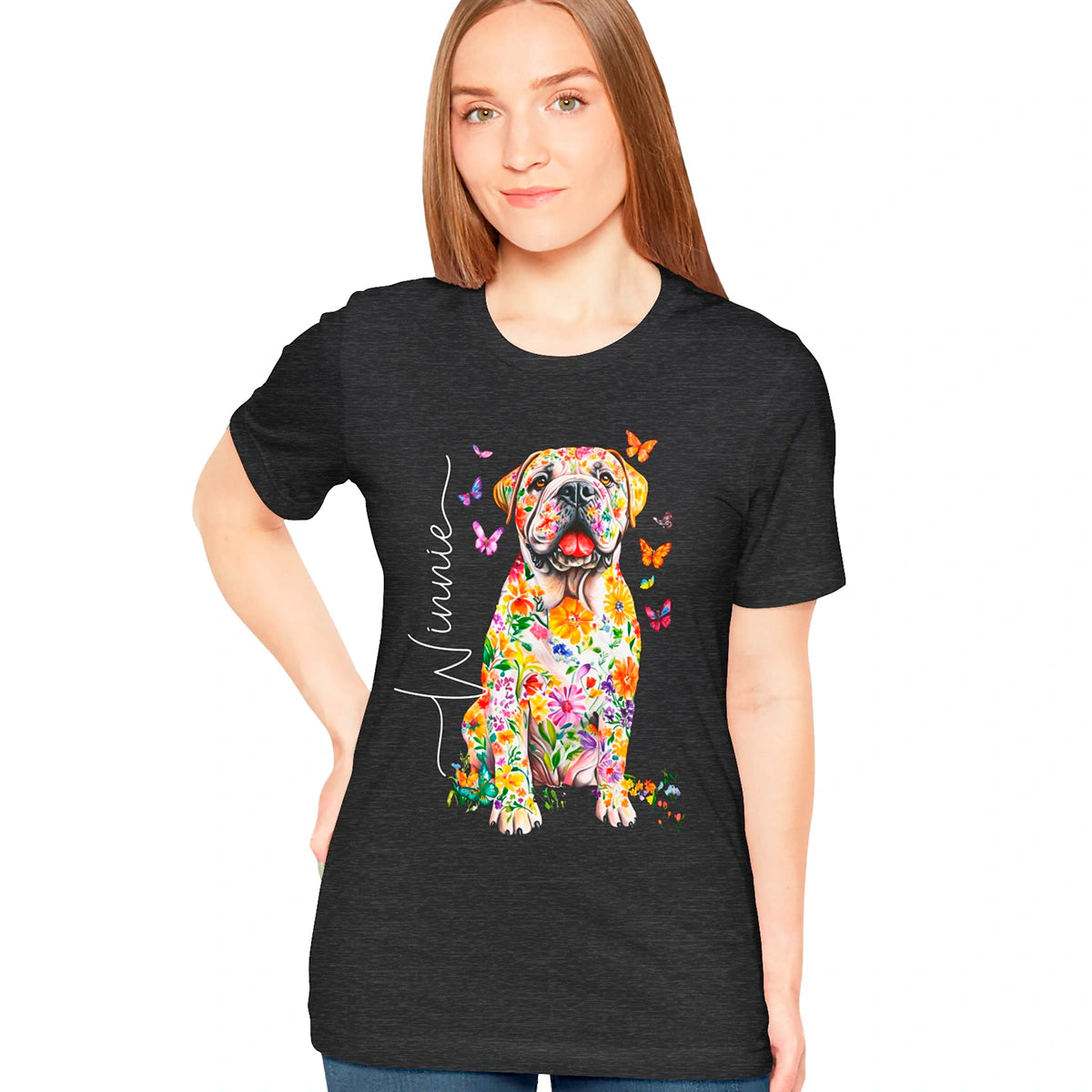 English Mastiff #2 Floral Personalized T shirt