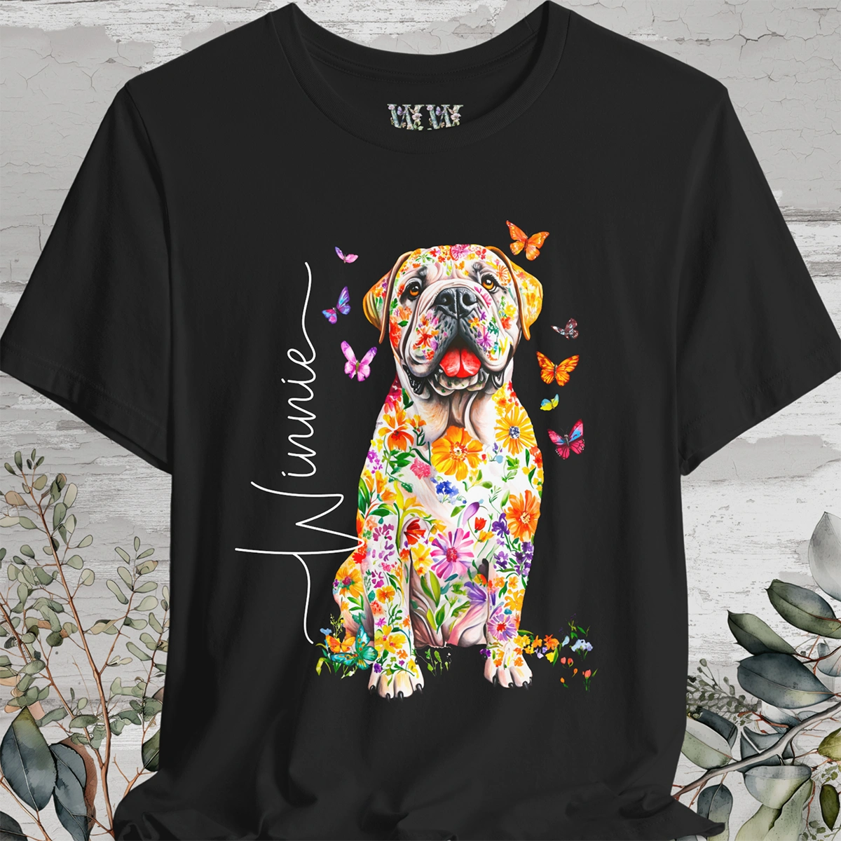 English Mastiff #2 Floral Personalized T shirt