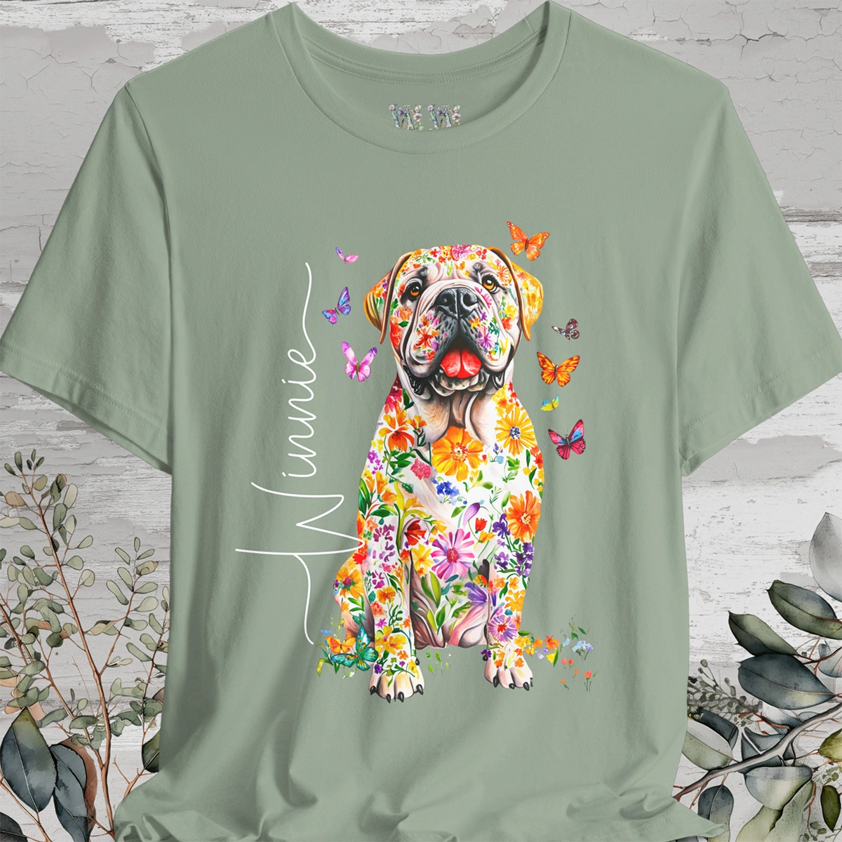 English Mastiff #2 Floral Personalized T shirt