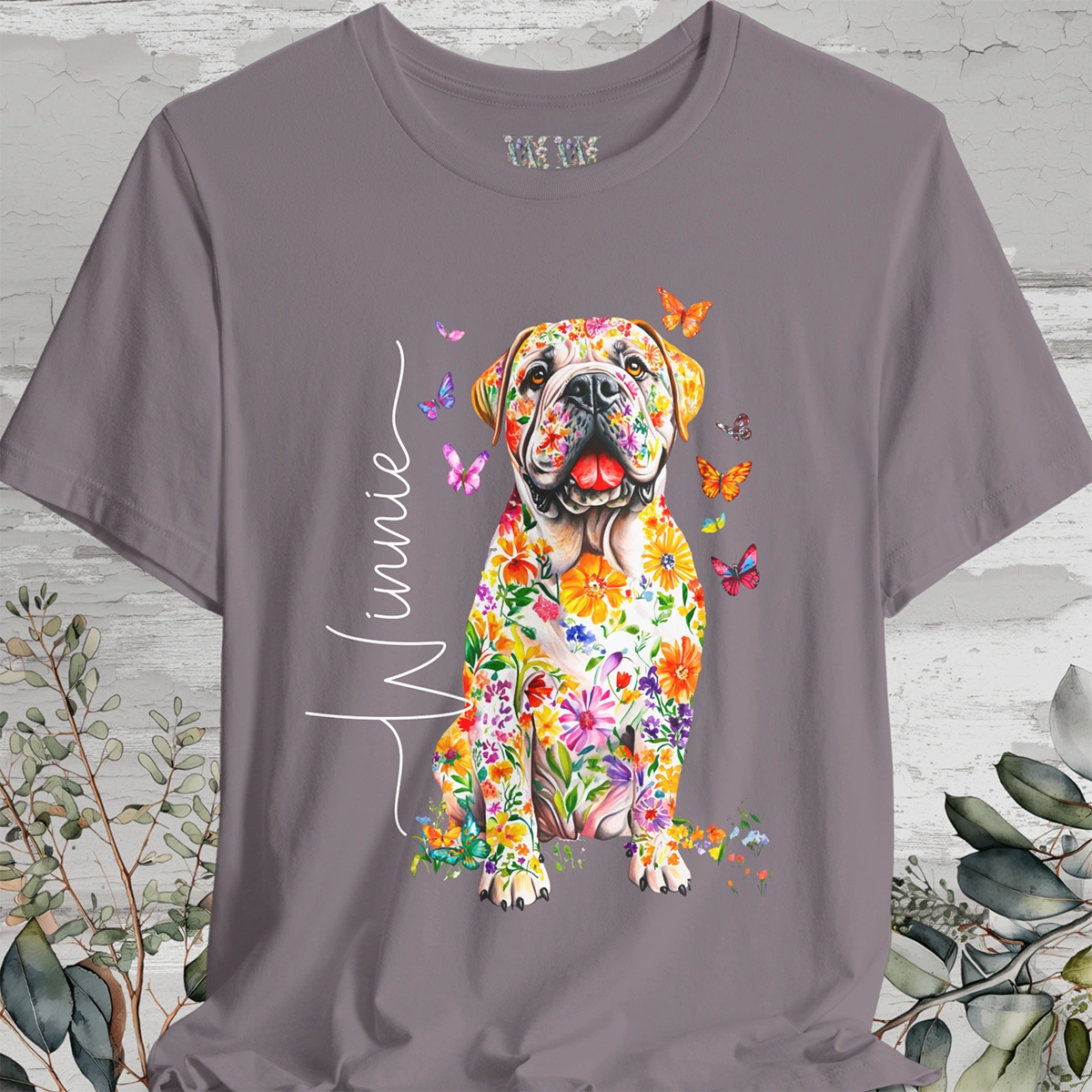 English Mastiff #2 Floral Personalized T shirt