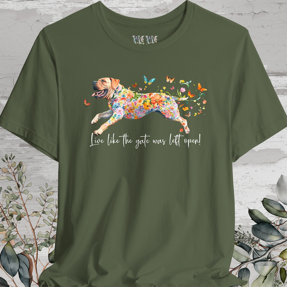 English Mastiff "Live like the gate was left open" Unisex T shirt