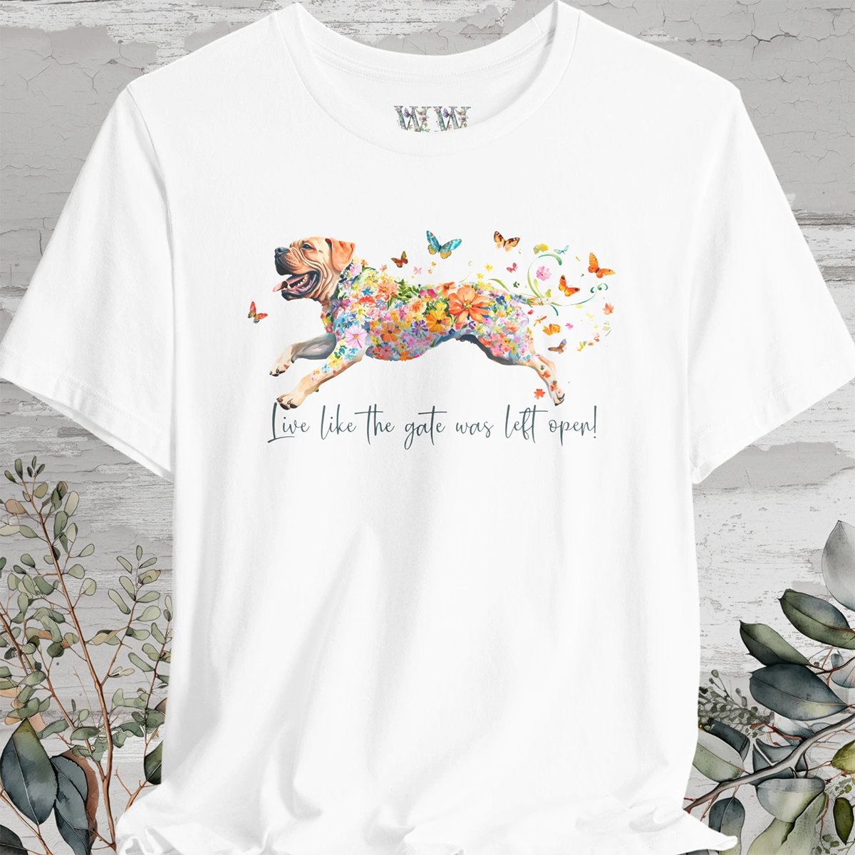 English Mastiff "Live like the gate was left open" Unisex T shirt