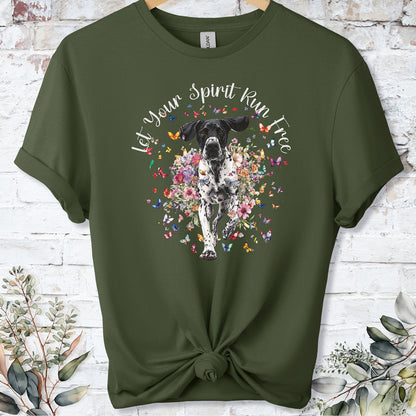 English Pointer 'Let your spirit run free' unisex T shirt