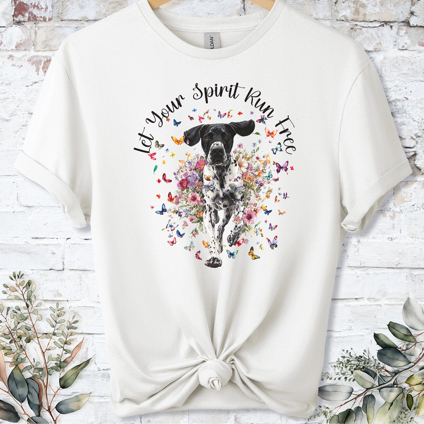 English Pointer 'Let your spirit run free' unisex T shirt