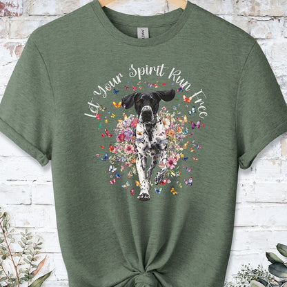 English Pointer 'Let your spirit run free' unisex T shirt