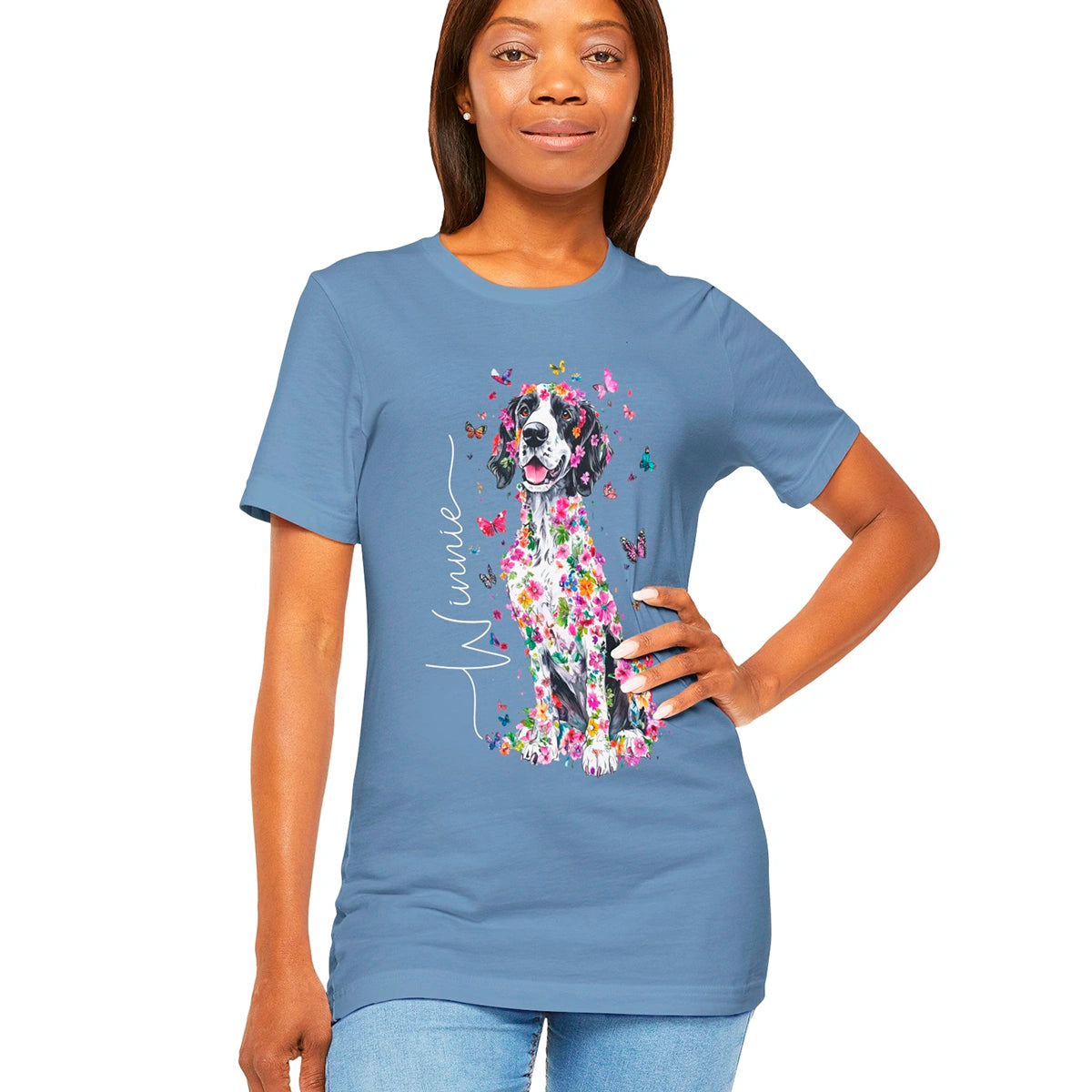 English Setter #1 Floral Personalized T shirt