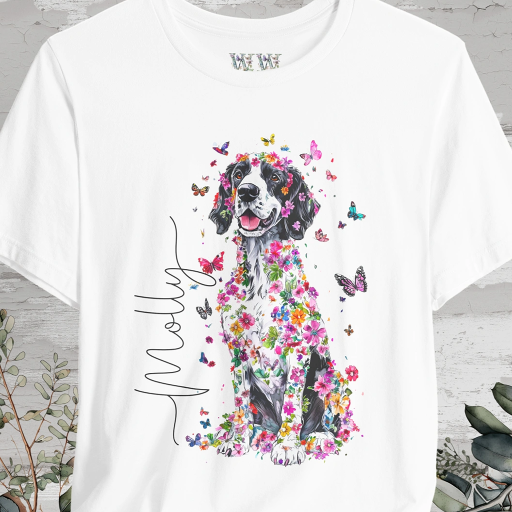 English Setter #1 Floral Personalized T shirt