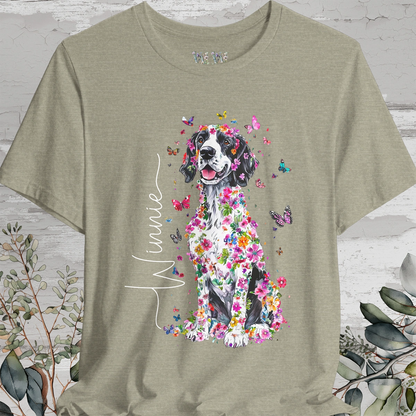 English Setter #1 Floral Personalized T shirt