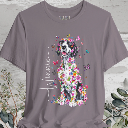 English Setter #1 Floral Personalized T shirt
